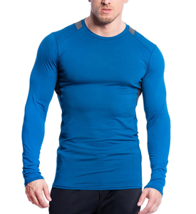 Men's <b>Blue</b> Long Sleeve Compression T-Shirt O-Neck Quick Dry Slim Fit Gym Fitness Sports <b>Base</b> <b>Layer</b> Polyester/Nylon Eco-Friendly - Product Image 1
