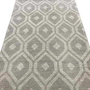 Tapis Dhurrie géométrique en laine tressée, fait main, gris anthracite, style nordique minimaliste, tissé à la main, sur mesure, tapis bohème - Product Image 5