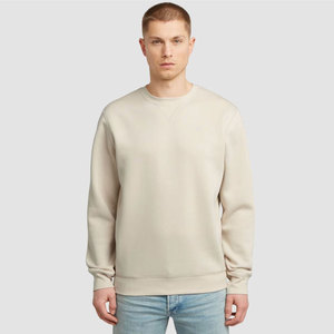 Sweat-shirt décontracté en maille unie pour homme, gris clair, col rond, anti-plis, 100 % coton, manches raglan, en molleton bouclette - Product Image 4