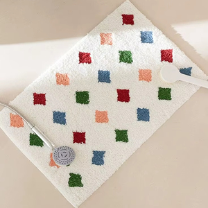 Alfombra de Baño 100% Algodón Puro, Súper Suave, Absorbente, Blanca, Reversible, Hecha a Mano, de Alta Resistencia, para Hogar y Hotel, por ITHL - Product Image 1