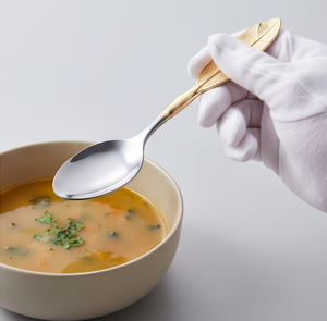 Ensemble de couteau, fourchette et cuillère à fromage avec manche en plumes dorées, en acier inoxydable, durable, pour la cuisine et la maison - Product Image 6