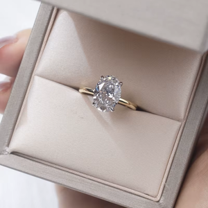 แหวนหมั้นเพชรแท้ทรงวงรีทองคำแท้ 18K สำหรับผู้หญิง ได้รับการรับรองจาก GIA สไตล์คลาสสิก - Product Image 6