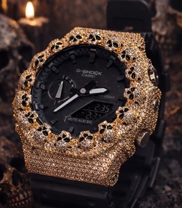 Gold Black Diamond Iced Out Moissanite Quartz <b>Watch</b> Hip Hop Jewellery Bust Down Luxury Wrist VVS1 Gift 20mm - Product Image 1
