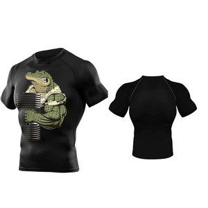 Long Sleeve Rash Guard Surf Shirt BJJ Rash Guards T Shirt Men <b>Short</b> Sleeve <b>Compression</b> Shirt Swimming Rash Guard for Men - Product Image 6