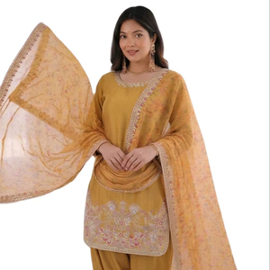 Indian Ethnic <b>Silk</b> Stitched Heavy Embroidery <b>Kurta</b>/Kurti Suit Women Party Winter Summer Punjabi Suit Salwar Kameez - Product Image 1