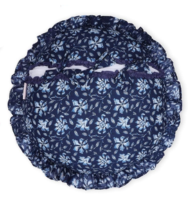 Housse de coussin ronde bleu marine et blanc de qualité supérieure et élégante pour canapé et lit ou housse de coussin décorative imprimée en vente - Product Image 5