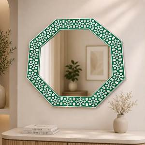 Cadre de miroir décoratif personnalisé de haute qualité, luxueux, artisanal, en bois naturel avec incrustations de nacre, pour la décoration, en provenance d'Inde. - Product Image 3