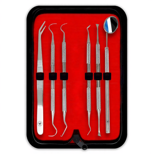 6 Pcs Dental Oral Hygiene Kit Stainless Steel Scaler Tartar <b>Scraper</b> Mirror Pick Tweezer Carver Dental <b>Cleaning</b> Instruments - Product Image 1