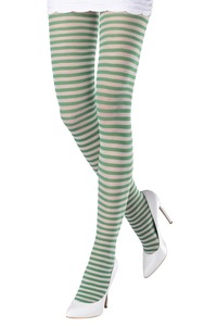 Pantimedias Opacas a Rayas Verdes y Blancas para Mujer, Pantimedias de Punto a la Moda para Todas las Temporadas, Uso Diario - Product Image 4