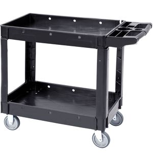 Carrello di Servizio in Plastica Resistente da 250 kg con Ruote Girevoli a 360 Gradi, Ripiano Medio e 2 Scaffali, Carrello con Ruote - Product Image 3