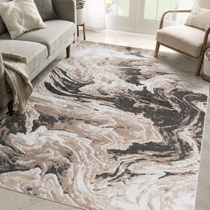 Collezione LOOM LUXE Tappeti 5X7 Marrone/Abstract Antiscivolo per Casa e Ufficio, Eleganti e Resistenti alle Macchie per Soggiorno - Product Image 1
