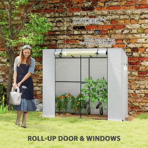 Portable Outdoor <b>Walk</b>-<b>in</b> <b>Greenhouse</b> with UV Resistant PE Cover 6.6 X 2.5 X 5.6 White for Gardens - Product Image 4