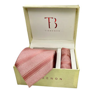 Conjunto de Corbata y Pañuelo de Bolsillo para Hombre en Oro Rosa con Rayas, Corbata Formal de Diseño de Lujo para Boda, Negocios, Oficina, Fiesta, Regalo para Novio - Product Image 3