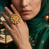 Vente en gros de bagues en or plaqué 14K18K24K micron, design floral, bagues traditionnelles, bagues en or à la mode, Oro Joyera
