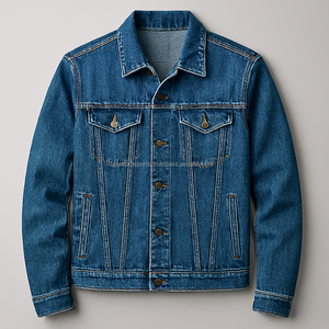 Veste en jean délavée bleu foncé élégante pour homme, coupe ajustée, style formel et décontracté, streetwear vintage, automne, OEM ODM, hiver, imperméable - Product Image 2