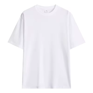 Wholesale Men Short Sleeve T <b>Shirt</b> <b>100</b>% <b>Polyester</b> Waterproof Oil Proof Anti fouling Regular Fit O Neck Casual Solid Color White - Product Image 2