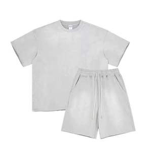 <b>Men's</b> Breathable Knitted Streetwear Sporty <b>Jacket</b> and Shorts Set Quick Dry Solid Cotton 220g <b>Summer</b> Outfit - Product Image 3