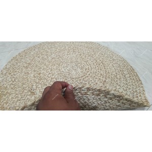Industry Trending Round Jute Area Rug Chevron Pattern Flat Weave Non Slip Rubber Backing Modern Style Living Room Decor - Product Image 4