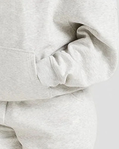 <b>Top</b> Selling Custom Logo Oversized Grey Marl Hoodie & <b>Shorts</b> 2 Piece <b>Set</b> Women's Tracksuits Cotton Breathable Women Sweatsuits - Product Image 6
