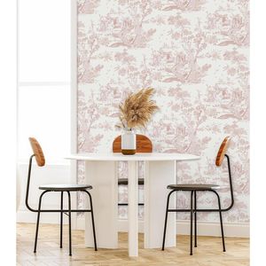 Carta da Parati Adesiva Rimovibile Vintage Bianca e Rosa per Camera da Letto e Bagno, Rivestimento Murale Staccabile - Product Image 2