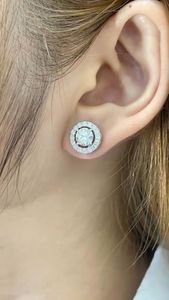 4ct Lab Grown Diamond Halo Stud Earrings: 14K White Gold - Product Image 6