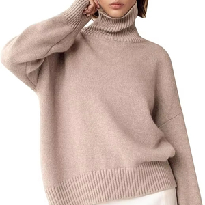 Suéter de Punto con Cuello Alto para Mujer, Cálido, Suave, de Manga Larga, Grueso, para Invierno, Cómodo, Informal, para Uso Diario, Producción Personalizada - Product Image 1