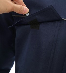 Combinaison de travail unisexe une pièce bleu marine avec bandes réfléchissantes, uniforme de mécanicien en microfibre imperméable - Product Image 4