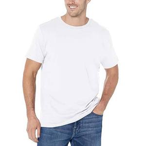 T-shirt blanc à manches courtes pour homme, col rond, coupe classique, couleur unie, décontracté, tricoté, tissu jersey 100% coton - Product Image 1