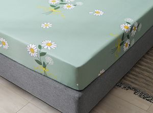 Sábana Plana Estampada de Algodón 300 Hilos, Transpirable, para Todas las Estaciones, Estilo Clásico para Adultos, Diseño de Margaritas Verdes, para Uso Doméstico - Product Image 6