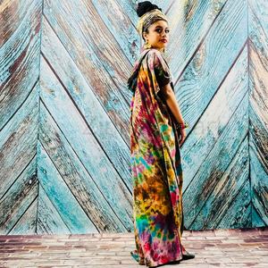 2025 nouveau produit main cravate teinture Kimono veste vacances Boho coupe ample veste vêtements de plage couvrir vacances d'été femmes Kimono Robe - Product Image 4