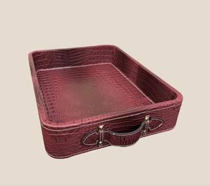 Bandeja de Servicio Rectangular Contemporánea de Cuero con Esmalte de Color, Apta para Lavavajillas, para Uso en el Hogar y Hoteles - Product Image 1