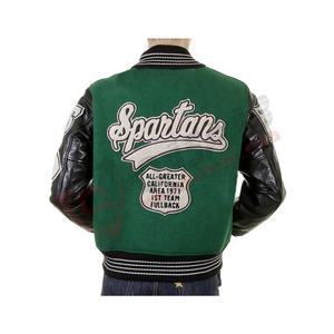 <b>Strip</b>-Collar Comfortable-Sorority Customized 2026 Green-Color Jackets Breathable Embroidery-Lettermen Varsity's Colleges Jackets - Product Image 5