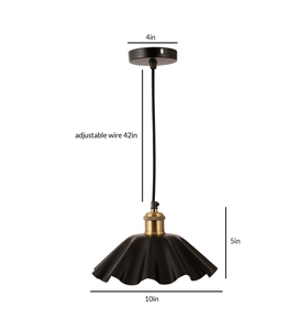Wholesale <b>industrial</b> pendant light custom matte black hanging <b>lamp</b> manufacturer offers bulk nordic ruffle pleat ceiling fixture - Product Image 2