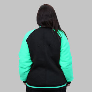 Chaqueta personalizada de algodón con mangas turquesas y cuerpo negro, chaqueta con letras, construye tu propia chaqueta universitaria para mujer para clubes escolares - Product Image 3