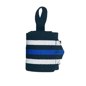 Attelles de soutien unisexes pour poignets, rayures noires, blanches et bleues, en polyester respirant, fermeture auto-agrippante, pour musculation, entraînement en salle de sport, antidérapantes - Product Image 2
