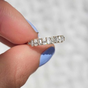 Anillo de Diamantes Chapado en Oro con Cristales Marquise, Baguette, Pera y Ovalados, Banda de Eternidad, Regalo de Boda para Mujer - Product Image 1