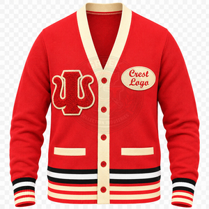 Cardigan personnalisé pour sororité/fraternité KAP, couleur bordeaux, pour hommes et femmes, col en V, en acrylique tricoté, avec logo brodé Psi Greek, pour l'hiver - Product Image 6
