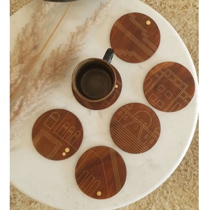 Juego de Posavasos de Madera, Hechos a Mano, de Madera Natural, Protectores para Bebidas - Product Image 1