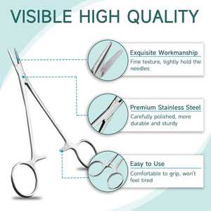 Kit de 3 pinces à suture, porte-aiguilles, ciseaux à iris – Outils de retrait de sutures en gros par Dentavex - Product Image 6