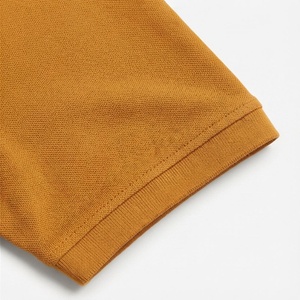 Polo en piqué jaune moutarde à manches courtes pour homme, coupe classique, tricot uni, décontracté, avec boutons - Product Image 6