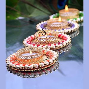 Multicolor Steel <b>Tea</b> <b>Light</b> Holder (Round 4 Inch) Eco-Friendly Handmade Embossing Printing Traditional Indian Wedding Easter - Product Image 4