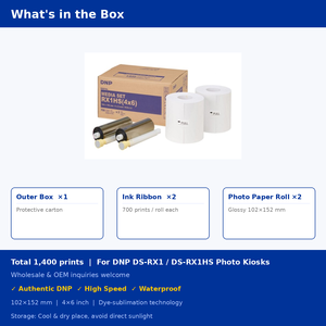 Kit de médias DNP DS-RX1HS : Papier photo brillant 4x6 (1400 impressions) et ruban de sublimation pour borne photo 102x152mm - Product Image 5