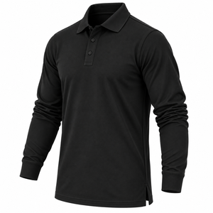 Polo de Manga Larga para Hombre de Alta Calidad, Camisa de Golf Clásica de Piqué, Cuello Plano, Color Sólido, Polo Deportivo Personalizado para Hombre - Product Image 5