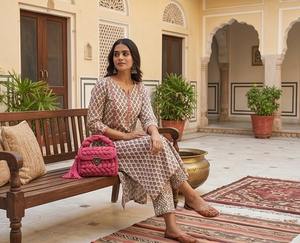 <b>Fuchsia</b> <b>Pink</b> Braided Handmade Purse Modern Stylish Pearl Two Straps Purse Boho Shoulder <b>Bag</b> Cotton Cord Weaving for Good Price - Product Image 4