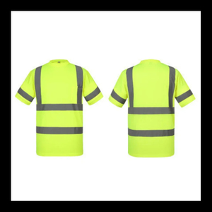 <b>Men's</b> High Visibility Reflective Safety T-<b>Shirt</b> Short Sleeve Quick Dry Workwear Style Green Polyester Casual <b>Shirt</b> Summer Wear - Product Image 3