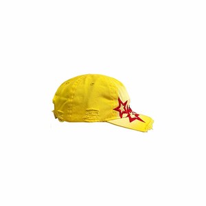 Gorra amarilla desgastada con bordado de estrella roja, de 6 paneles, estilo casual para adultos, para usar en primavera y verano. - Product Image 5