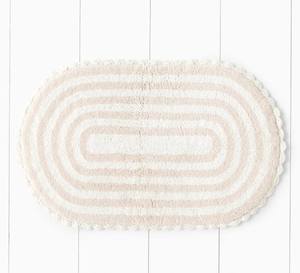 Tapis de bain ovale en coton 100% avec bordure en dentelle crochetée |   Tapis de salle de bain doux et absorbant fait à la main - Product Image 5