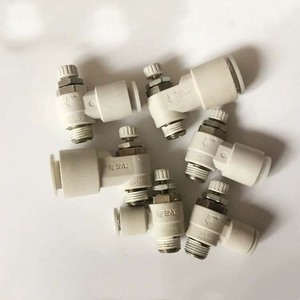 Controlador de velocidad SMC tipo codo con válvula de retención metálica, puerto R1/4, tubo de 4 mm de diámetro exterior con sello de acero inoxidable AS2301F-02-04SA - Product Image 2