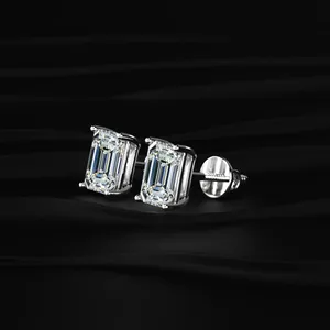 VVS-VS Clarity <b>Emerald</b> Cut Diamond <b>Earrings</b> Fine Diamond <b>Earrings</b> Indian Style Diamond <b>Earrings</b> with IGI Certified <b>Earrings</b> - Product Image 2
