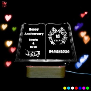 Eco Friendly 3D Illusion Multi Color Acrylic LED <b>Lamp</b> with Open Book Design Decorative Night Light For Room Home Office For Sale - Product Image 4